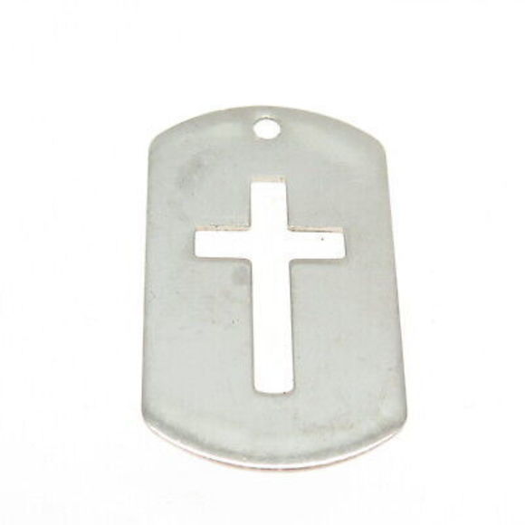 TRU KAY 925 Sterling Silver Vintage Cross Tag Pendant - Picture 4 of 7